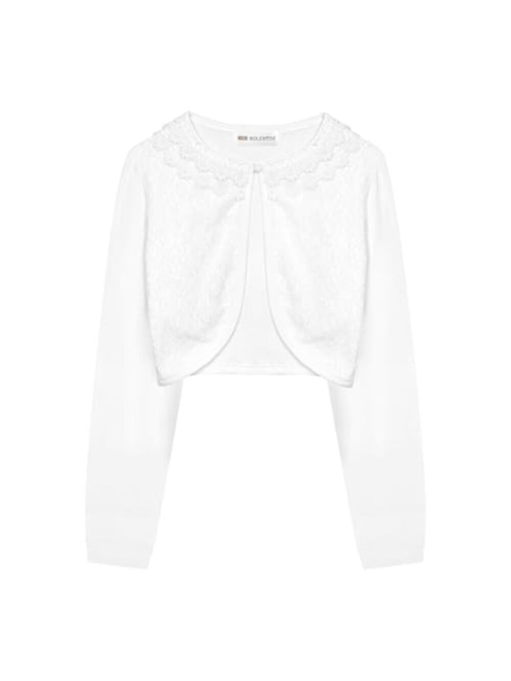 Girls Floral Lace Long Sleeve Bolero Shrug Cotton Blend